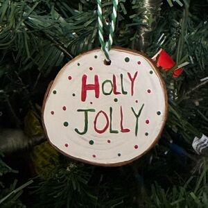 Holly Jolly Painted Holiday Ornament